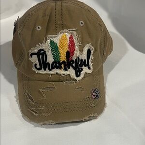 District Tan Distressed Cap with Embroidery